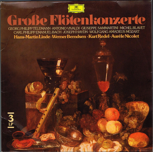 Georg Philipp Telemann, Antonio Vivaldi, Giuseppe Sammartini, Michel Blavet, Carl Philipp Emanuel Bach, Joseph Haydn, Wolfgang Amadeus Mozart, Hans-Martin Linde, Werner Berndsen, Kurt Redel, Aurèle Nicolet — Große Flötenkonzerte